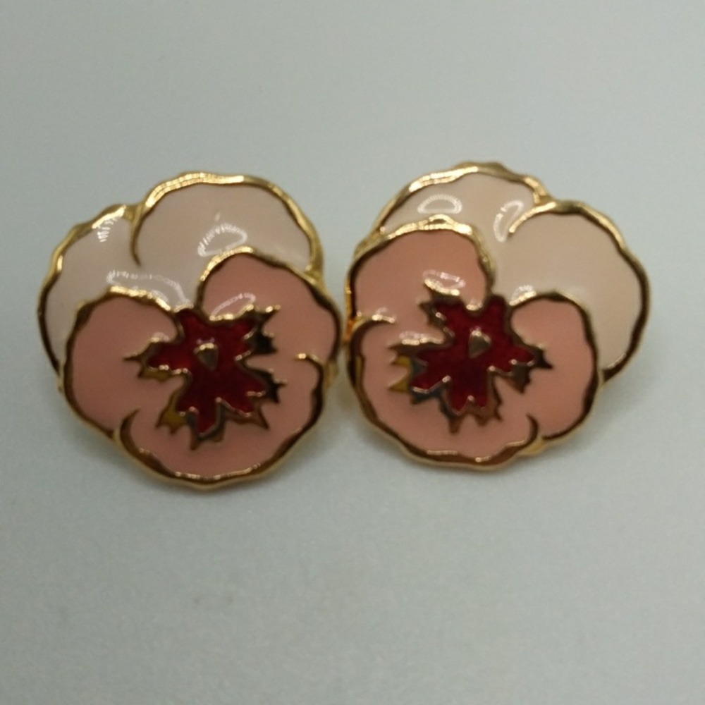 Vintage Pansy Flower Earrings